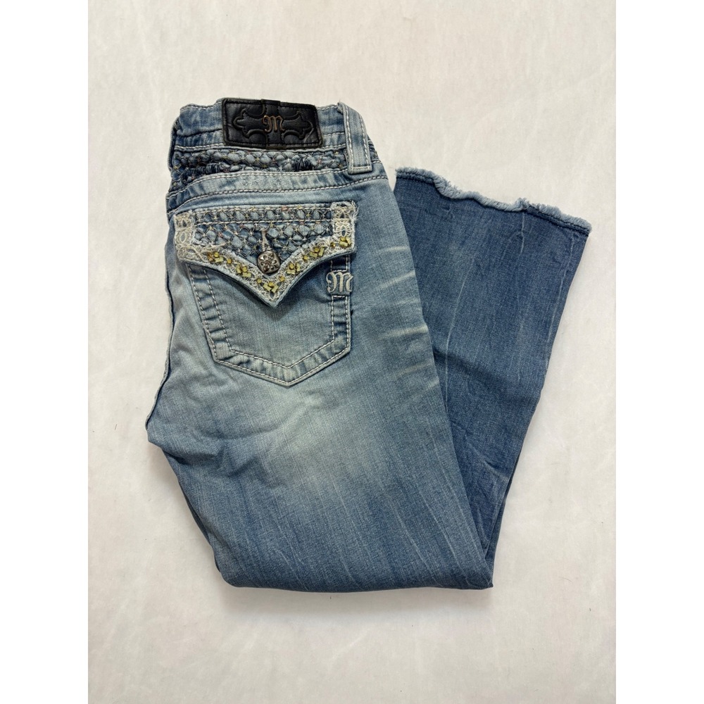 Miss Me Signature‎ Cuffed Capri Jeans Embellished Pockets Size 27